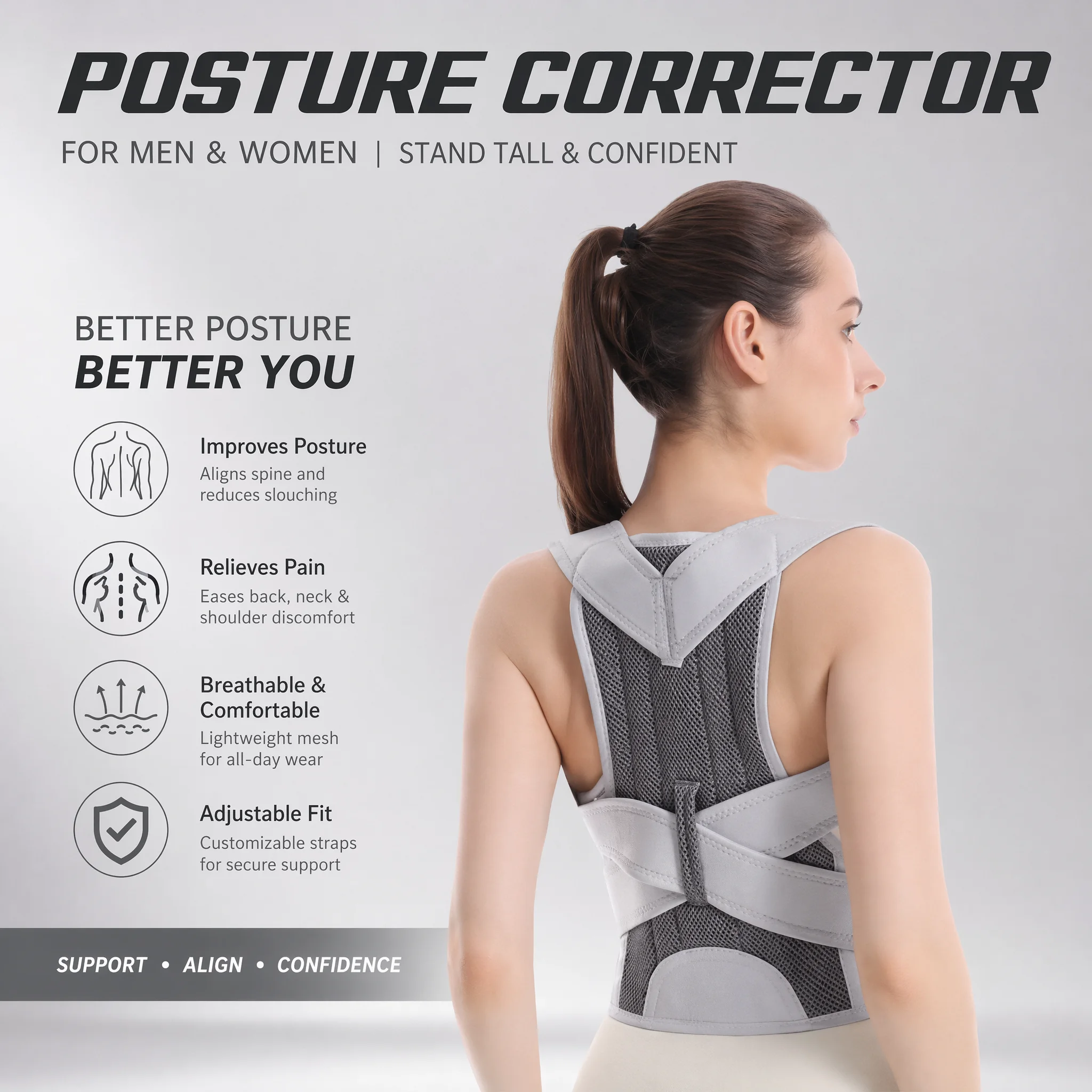Posture Pole Corrector - Nouvelle conception de ceinture dorsale pour